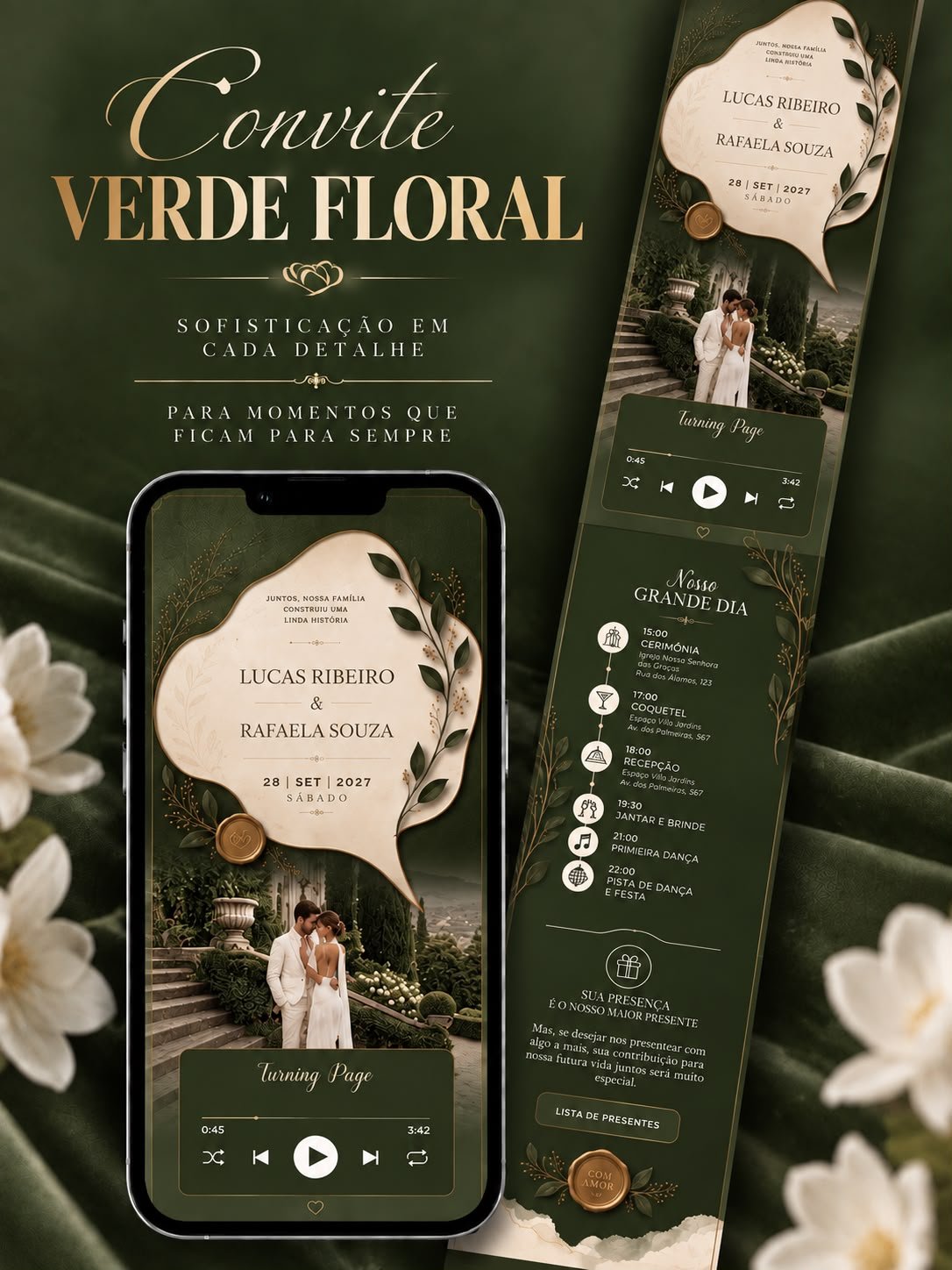 Convite Verde Floral
